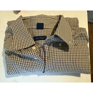 Jeff Rose Italy Button Up Shirt‎ Dress Shirt Blue Green Plaid Check Men's XL